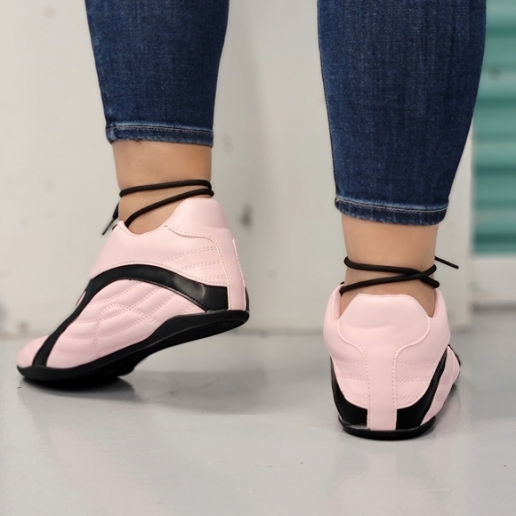 Women's Pink Low Top Sneakers - Picture 3 of 4